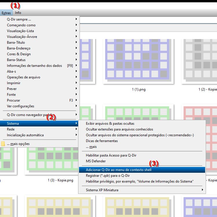Como adiciono o Quad File Explorer  Q Dir  ao menu Windows Shell